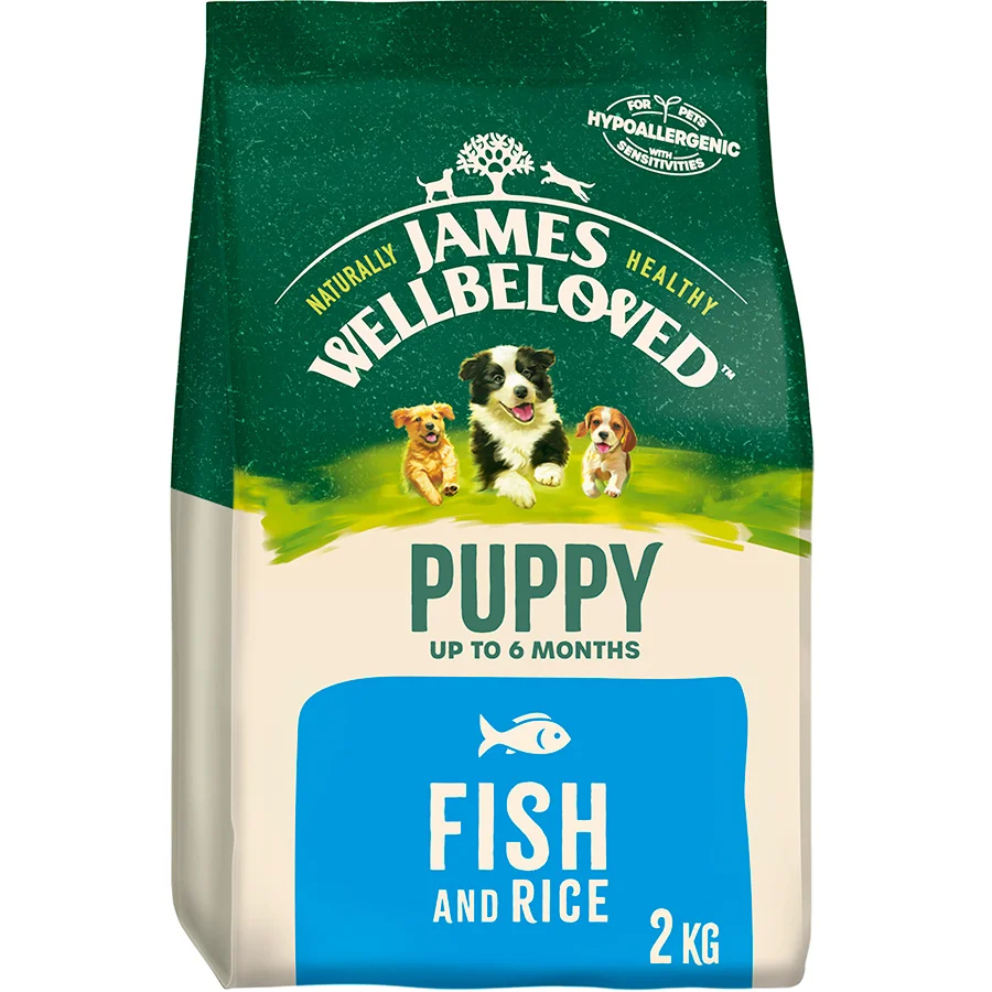 Crafted James Wellbeloved Puppy Dry Dog Food Fish Rice 2kg Powerful