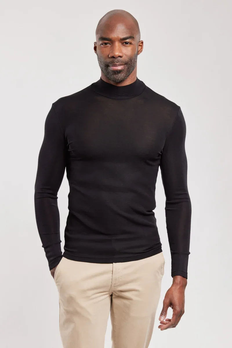 Contemporary T-shirt manches longues col haut – laine et soie Modern