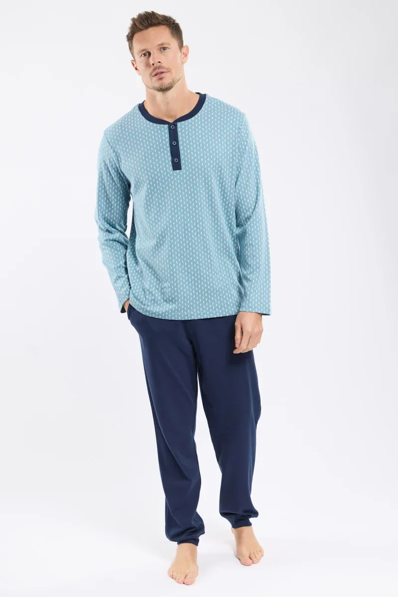 Natural Micro-print jogger pyjamas – thick cotton Elegant