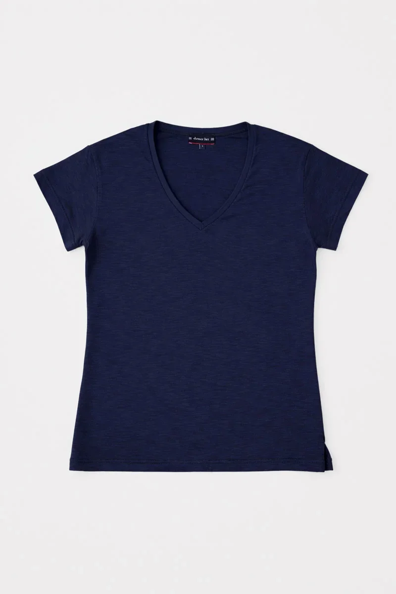 Durable V-neck T-shirt – slub cotton Effective