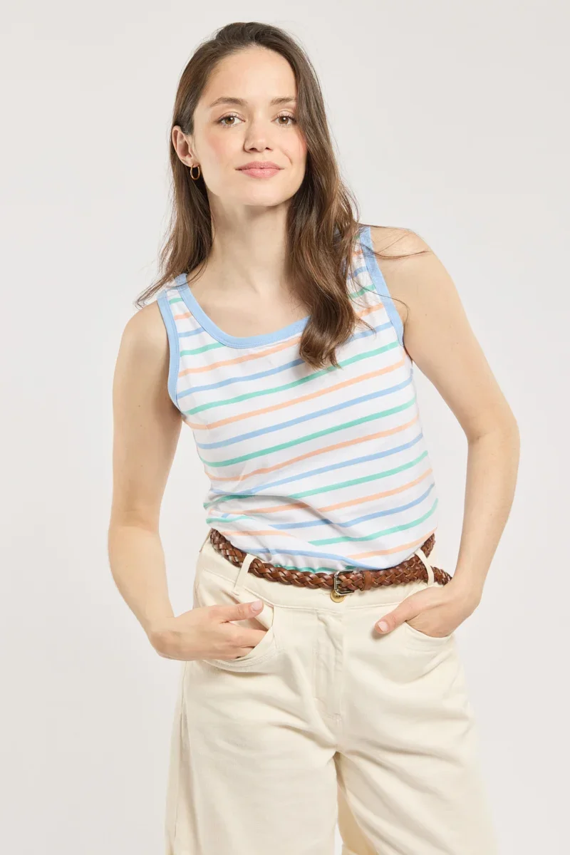 Green Striped tank top – lightweight cotton Effective