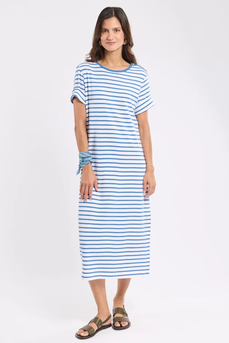 High-End Long striped dress – thick cotton Smooth