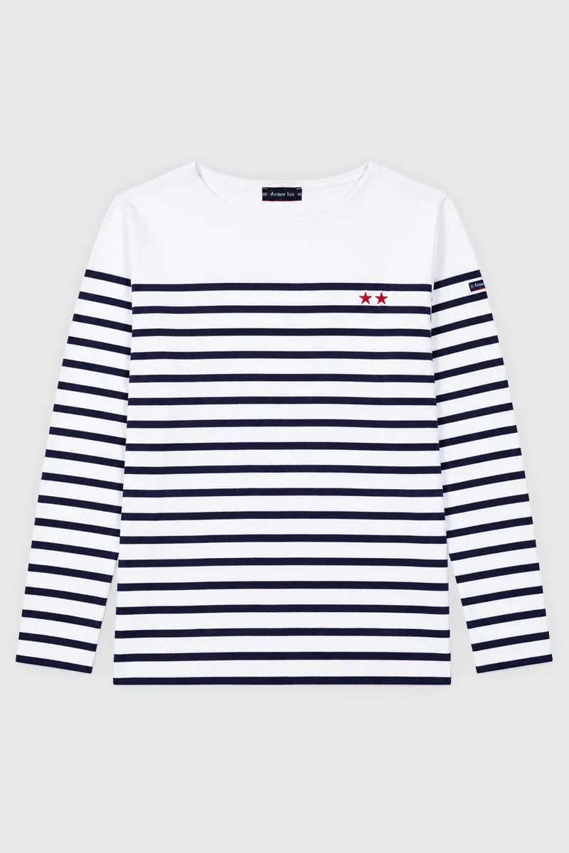 Smooth 2-Star Breton striped shirt – thick cotton High-Performance