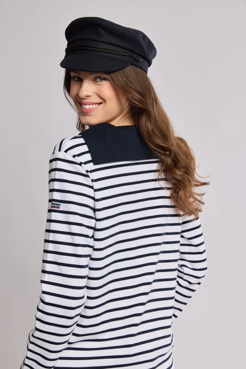 Expertly Made Breton striped shirt with sailor collar – thick cotton Reusable