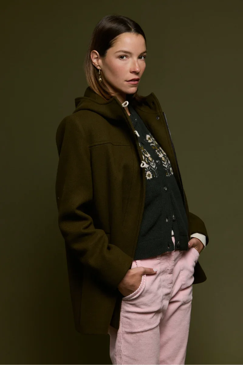 Trendy Zip-up duffle coat – wool fabric Long-Lasting