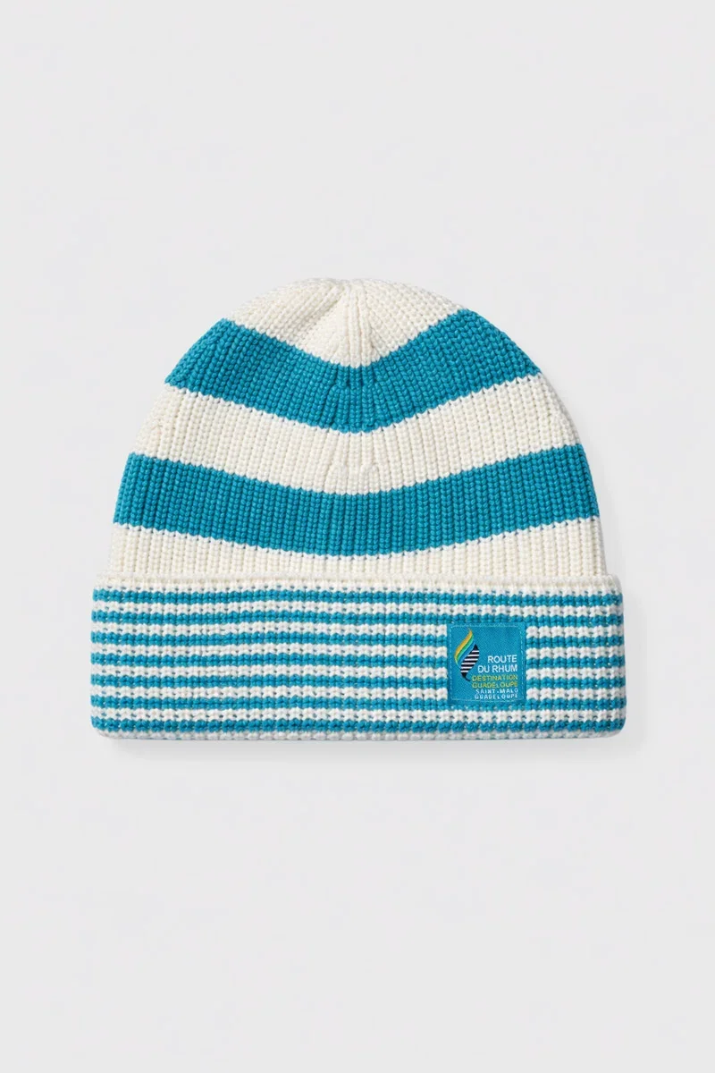 Premium Material Bonnet rayé – coton et laine mérinos Elite
