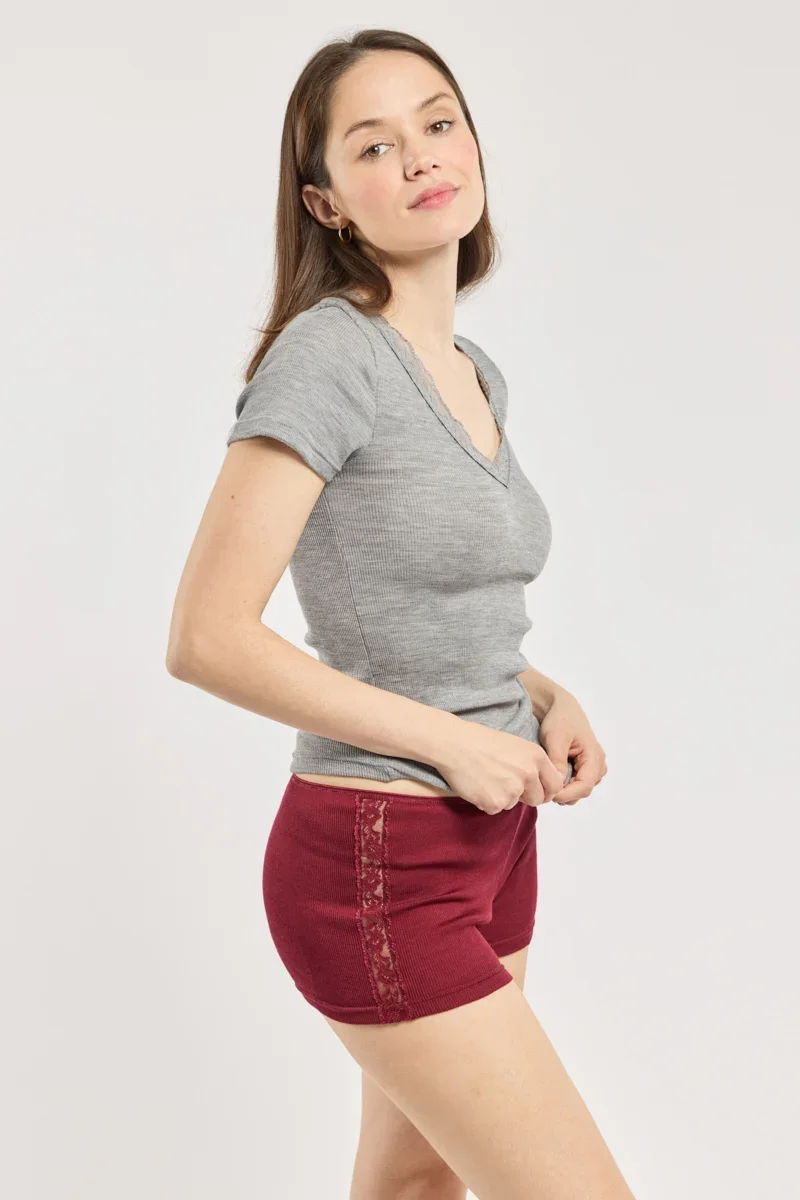 Premium Shorty dentelle – laine et soie Long-Lasting
