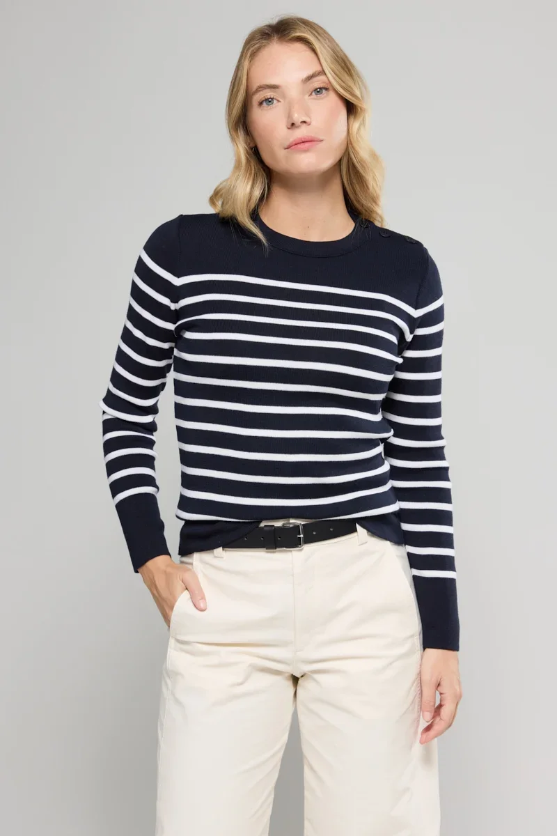 Natural Striped fisherman jumper Briac – merino wool Quality