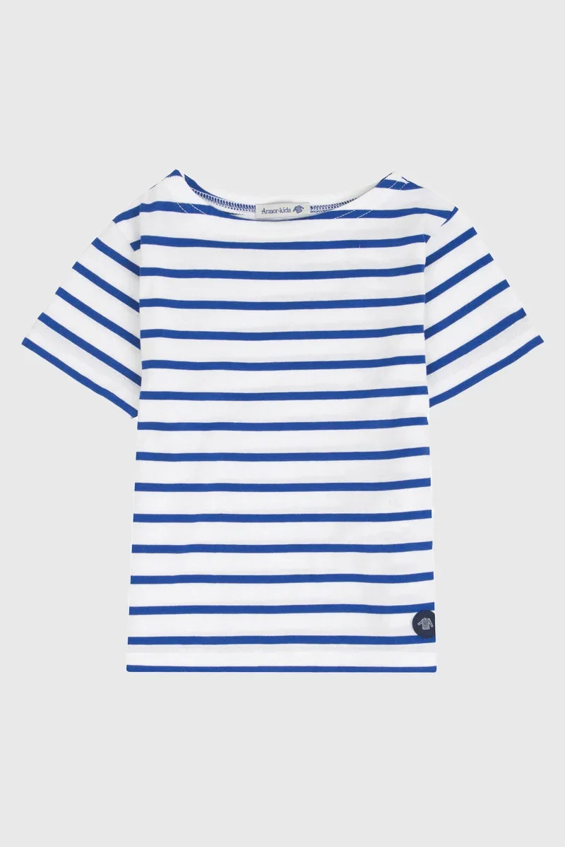 Green KIDS Breton striped shirt – light cotton Fine