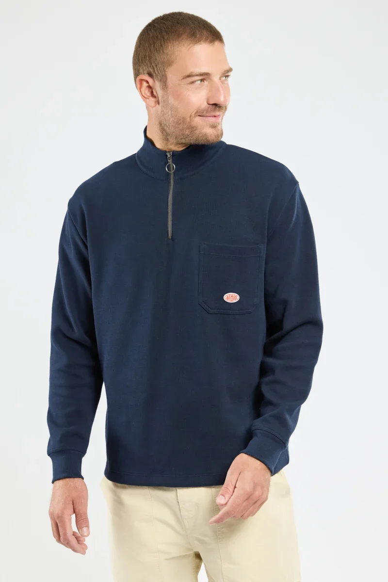 Authentic Sweatshirt with zipped collar – thick cotton Recyclable