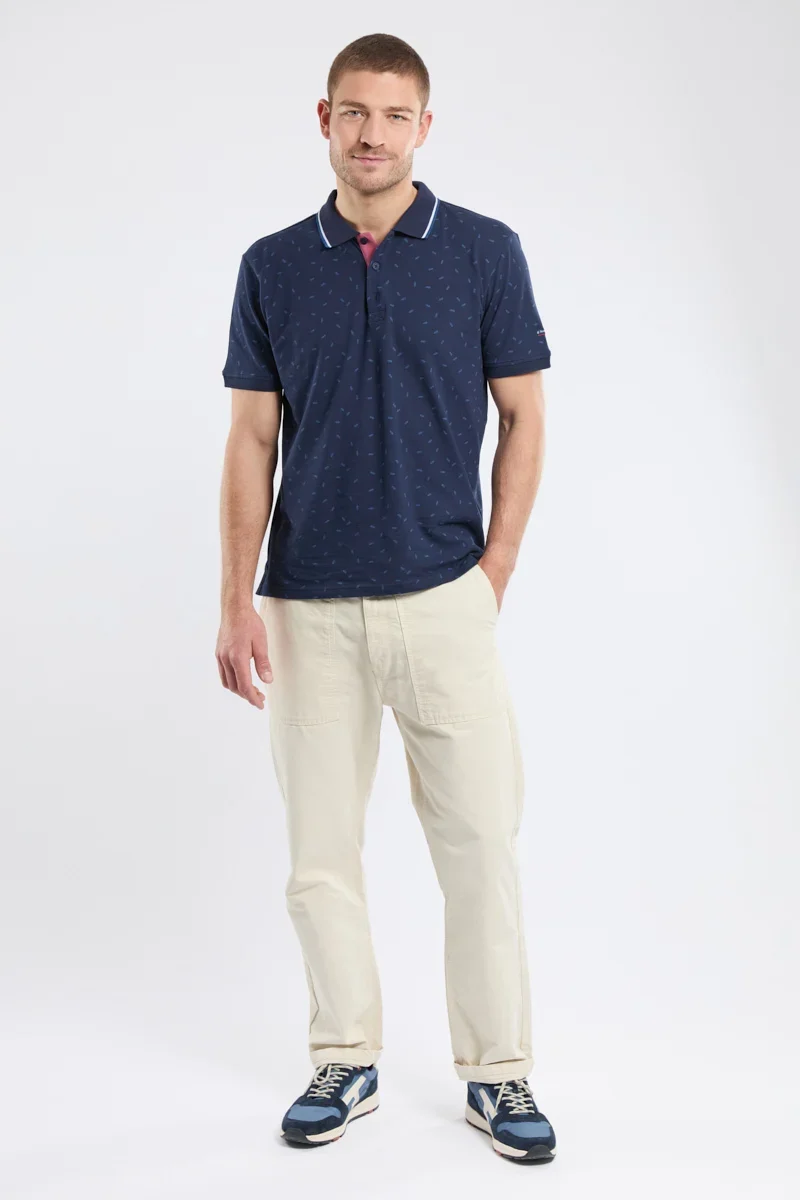 Fashionable Micro-patterned polo shirt – pique knit Detailed