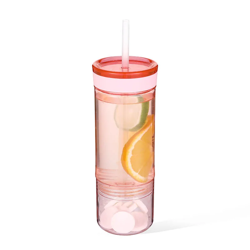 Breathable 2 In 1 Reusable Plastic Water Bottle With Straw 10017A Sophisticated