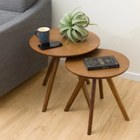 Solid NEST TABLE OAK3 MBR 2PCS SET Carefully Designed