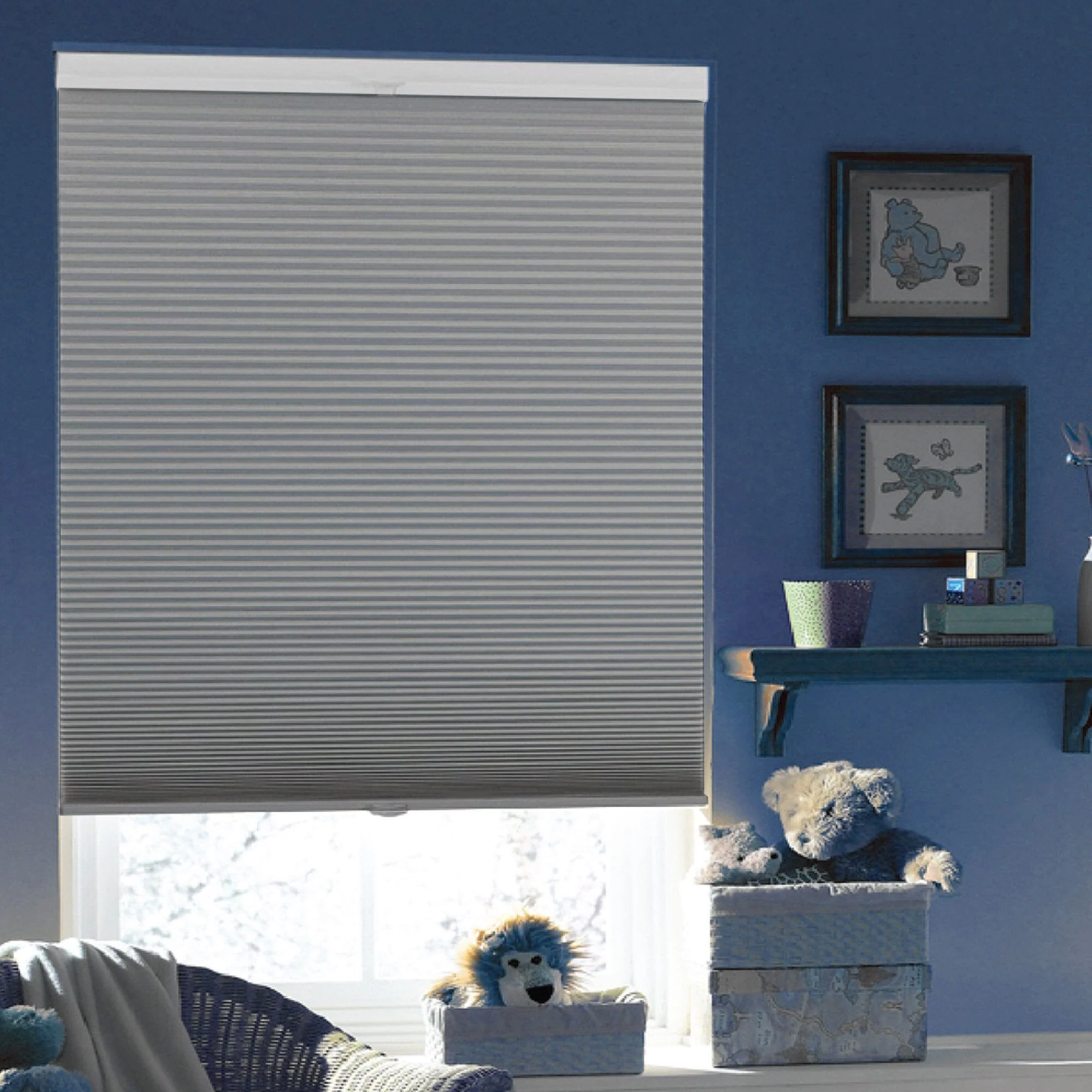 Luxury Pleated Cellular Blackout Cordless Blind – Grey-25×64 Exclusive