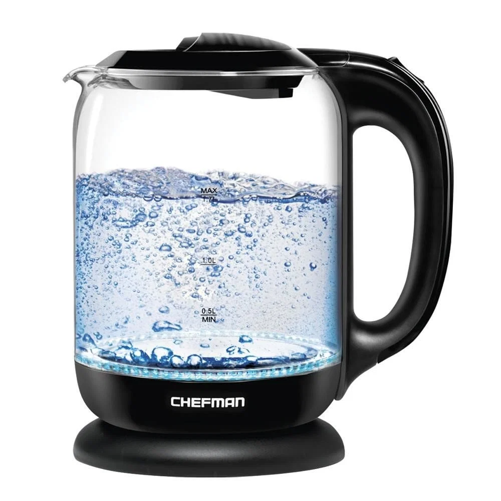Durable CHEFMAN 1.7 L Cordless Glass Electric Kettle with LED Lighting Stylish