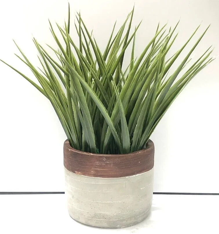 Organic Artificial Green Plant in Cement Pot Wood Look 12 x 24 cm Top-Quality