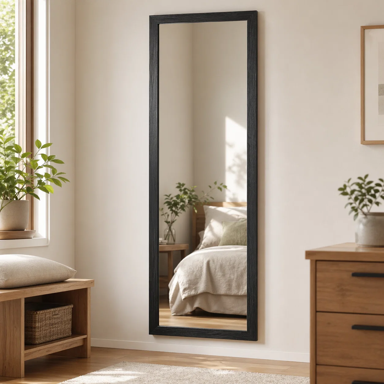 Traditional Over-the-Door Hanging Mirror – Wooden Frame 30 x 120 cm Practical