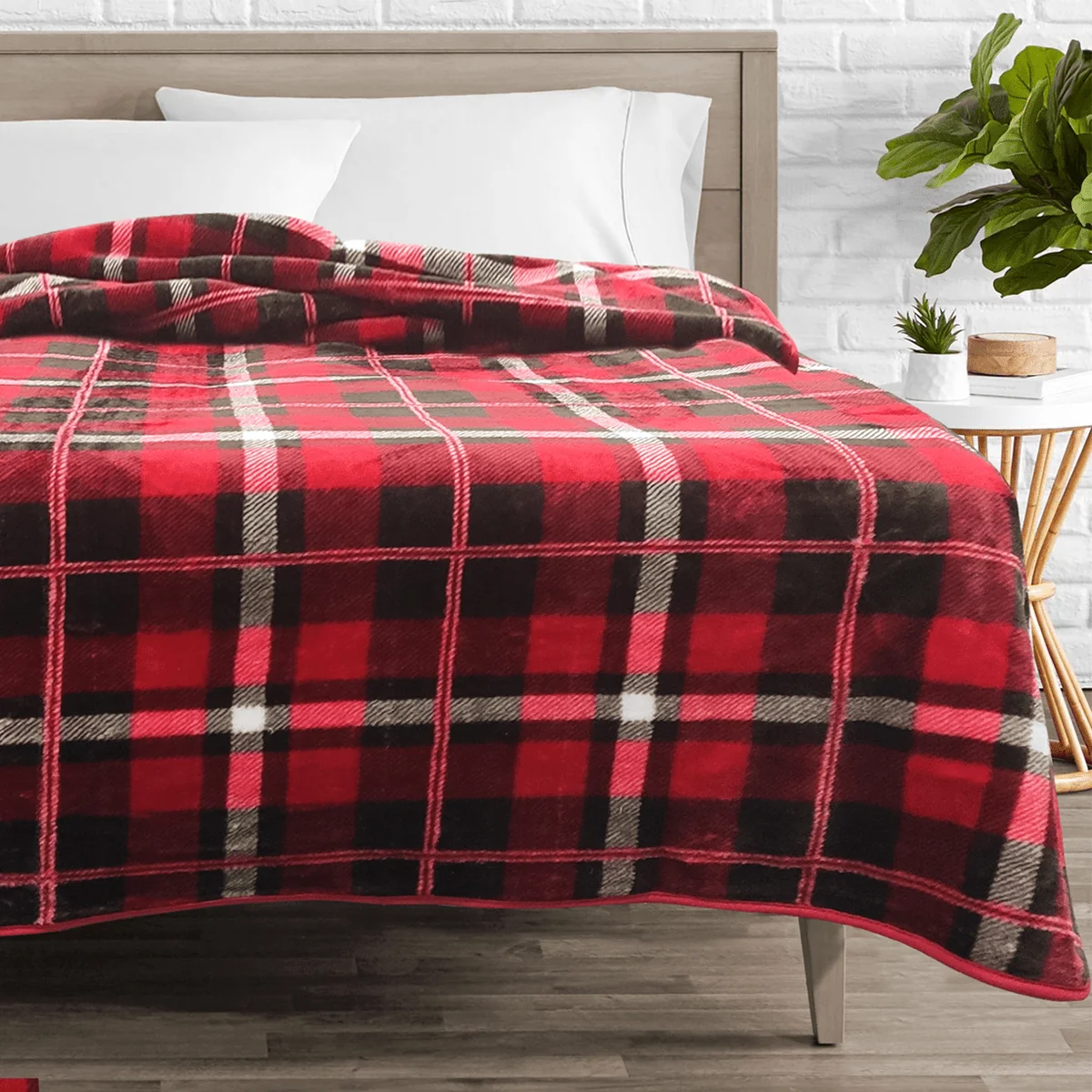 Premium Camdyn- Red Plaid Mink Blanket 78×94 Durable