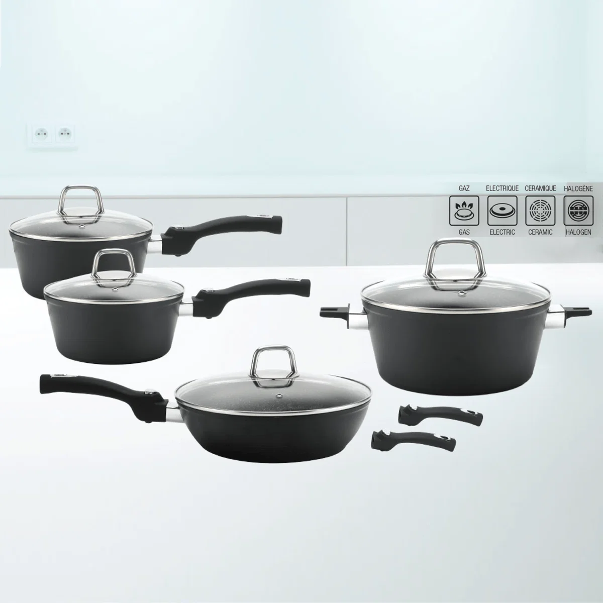 Specialty Massimo 12-Piece Cookware Set – Black Rock Series High-Quality