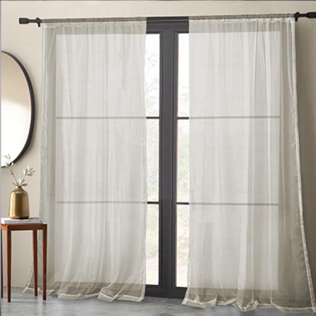 Authentic Basic Elegance – 2pk Sheer Pole Top Panel-Ivory-54 x 84 Casual