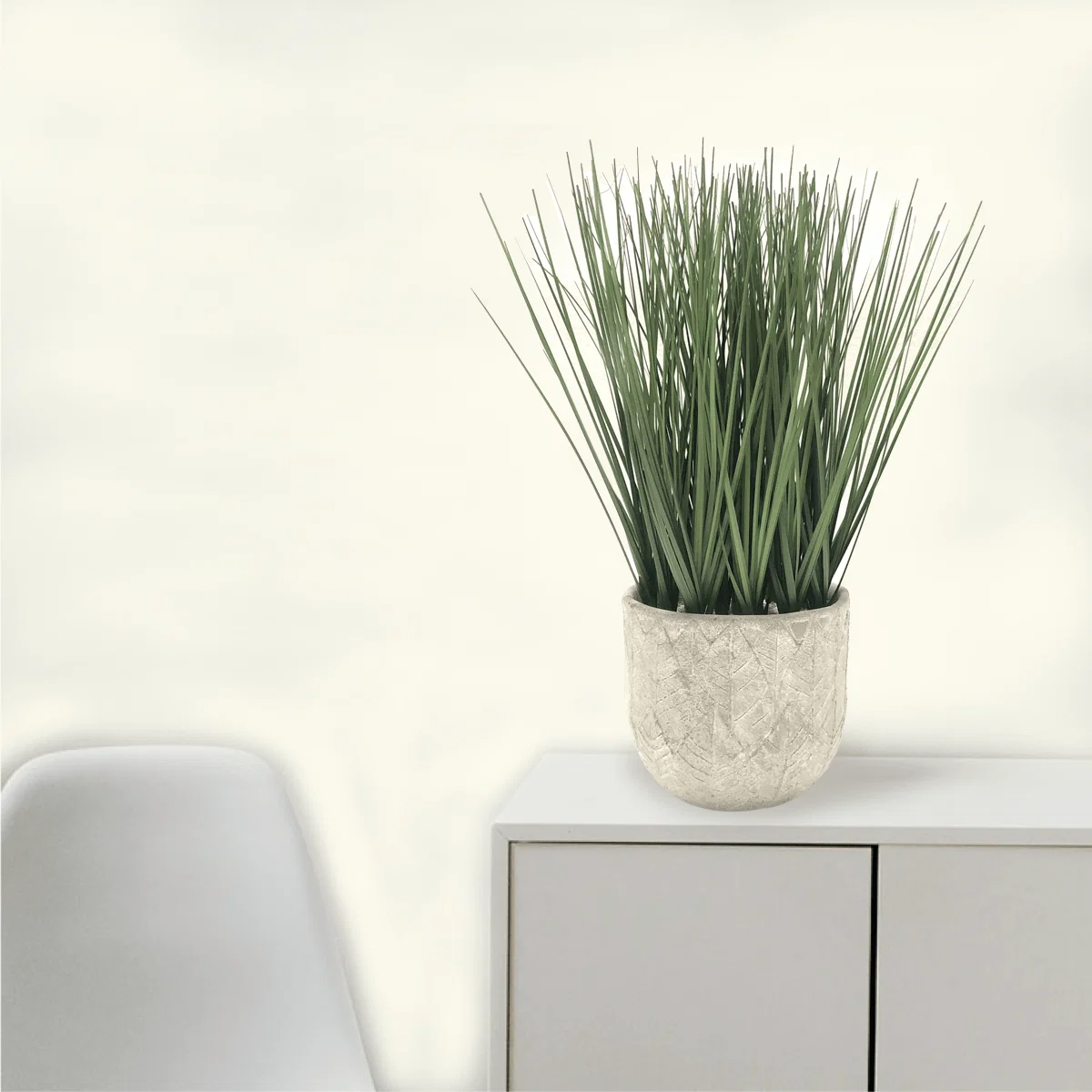 Specialty Tall Grass In Cement Leaf Pot 12.5 33 Eco-Friendly