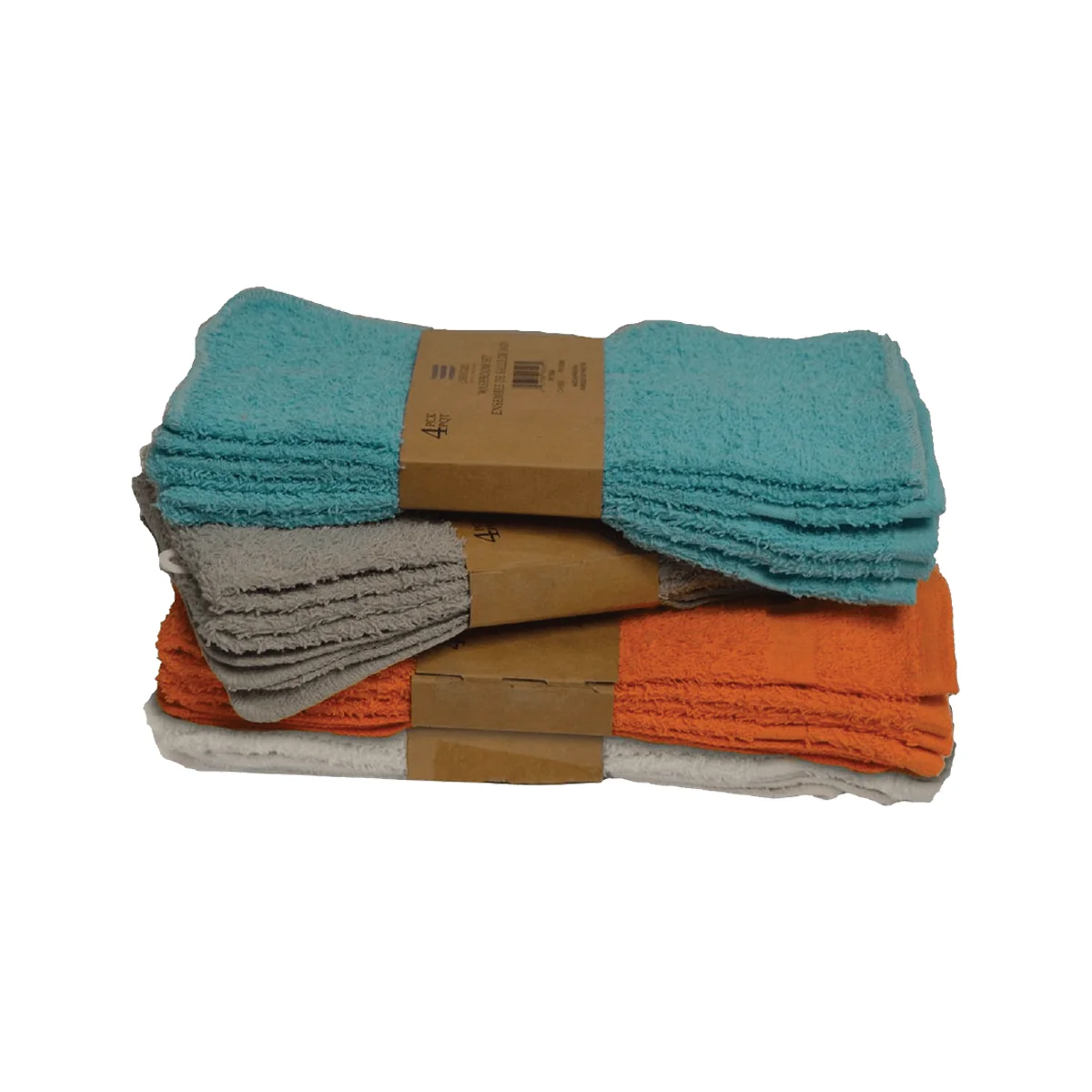 Certified Set of 2 Hand Towels 14×24 and 2 Face Cloths 11×11 Cotton Elegant