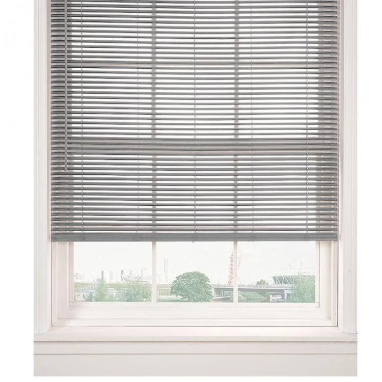 Carefully Designed Horizontal Cordless PVC Mini Blinds Grey Optimized