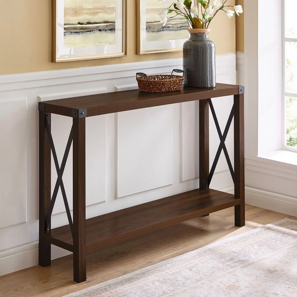 Verified Rustic Metal Entry Table High-Quality