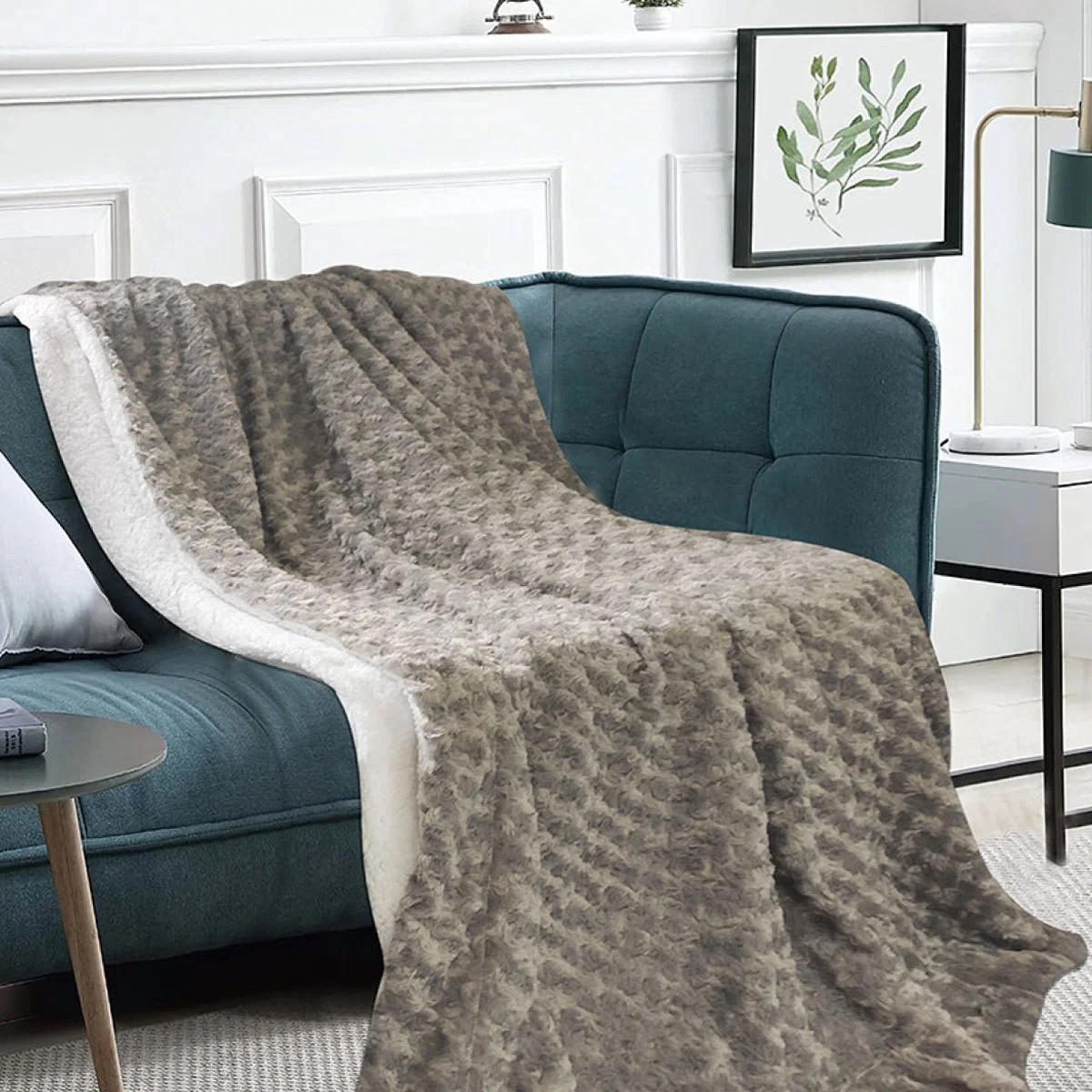 Organic Roman Rabbit Fur Reverse To Sherpa Contemporary