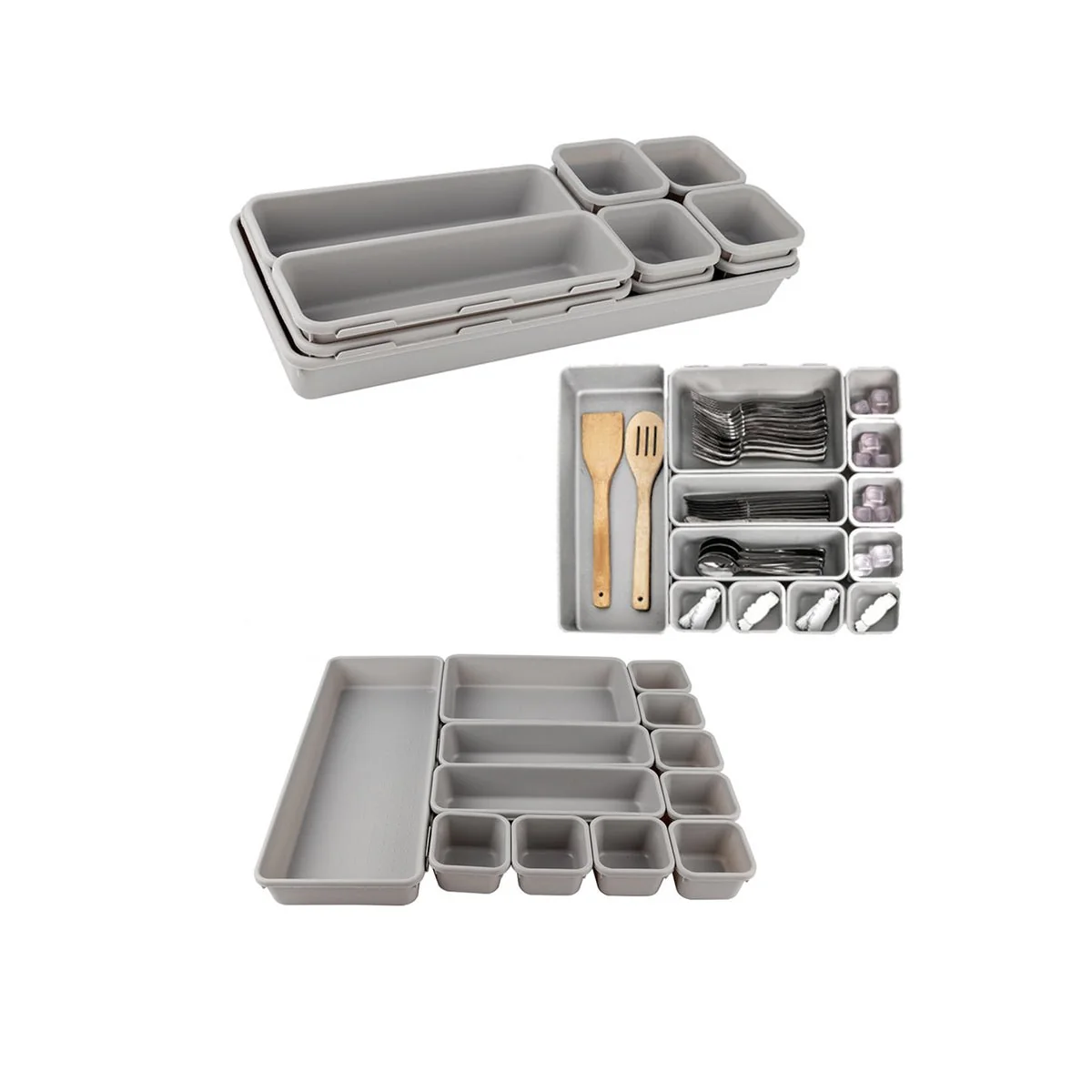 Fast Drawer Organizer Box Grey 12pc Clean