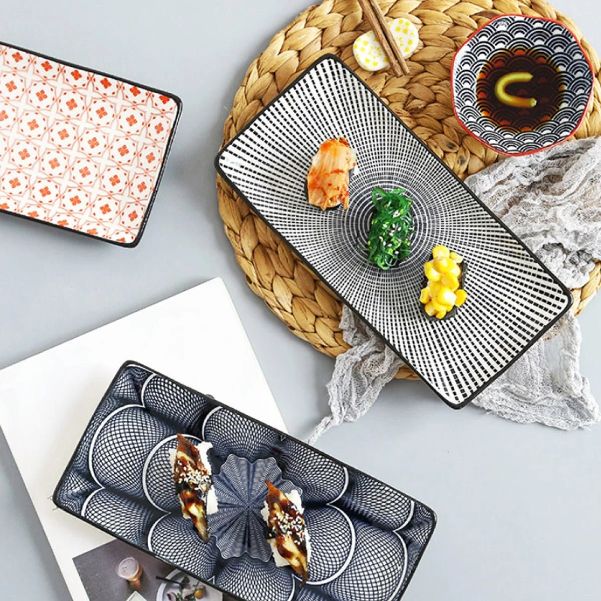 Stylish Plate 8.25in Ceramic Rectangle Printed Genuine
