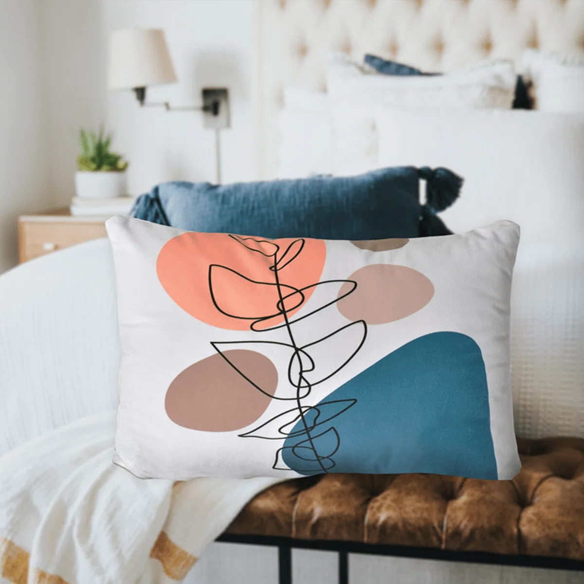 Natural Art Deco Velvet Cushion Fine