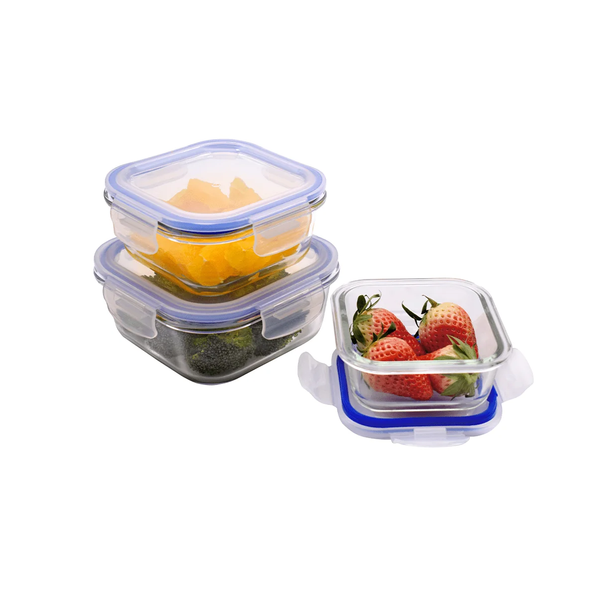 Safe À La Cuisine – Set of 3 Square Glass Food Containers Environmentally Friendly