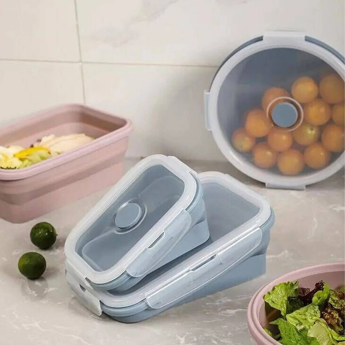 Original Design Rectangle Collapsible Silicone Food Container with Cover Fine Crafted