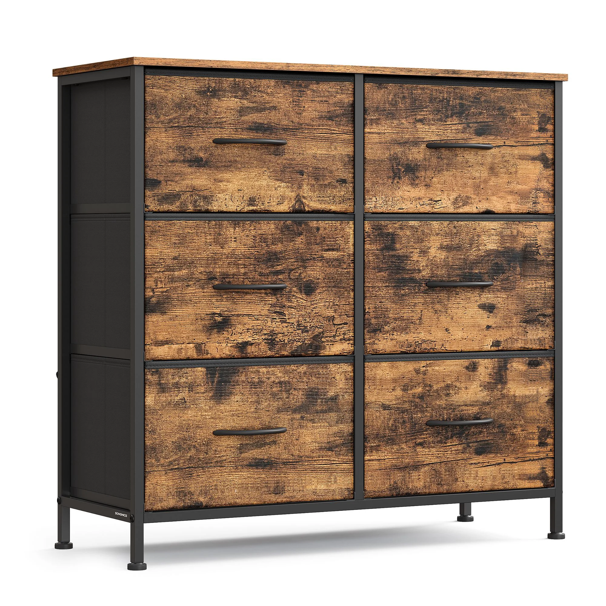 Traditional SONGMICS Tall Fabric Bedroom Storage Organizer with 6 Drawers Certified