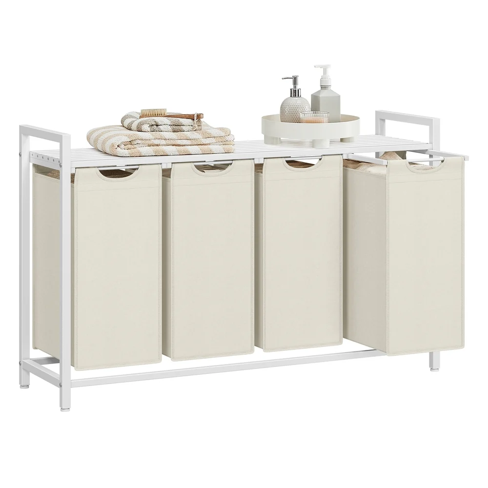 Responsible VASAGLE 4-Bag Laundry Sorter with Shelf for Easy Laundry Organization Optimized