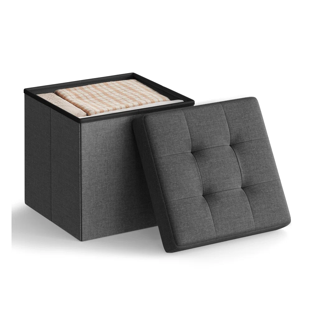 Casual SONGMICS Dark Grey Folding Ottoman Long-Lasting