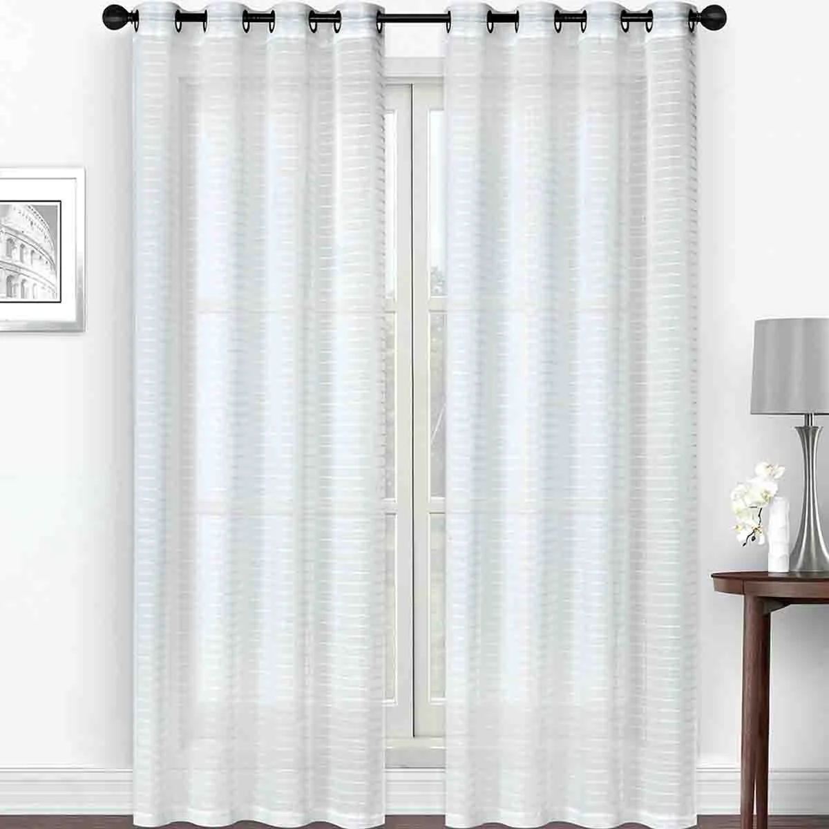Modern Natalia 2 Pk Jacquard Sheer Panels Refined