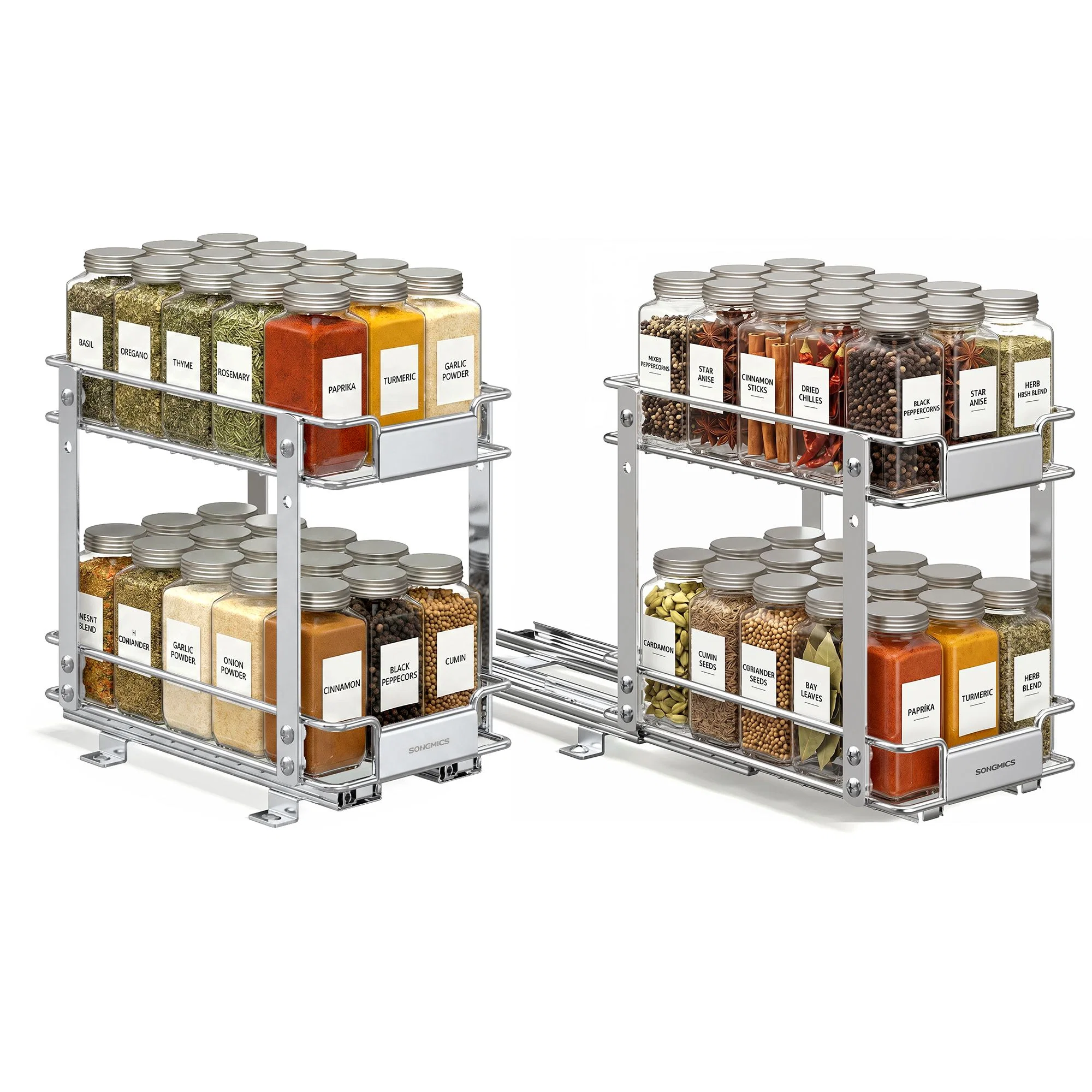 Verified SONGMICS SONGMICS 2 Tier Pull Out Spice Rack for inside Cabinets Advanced