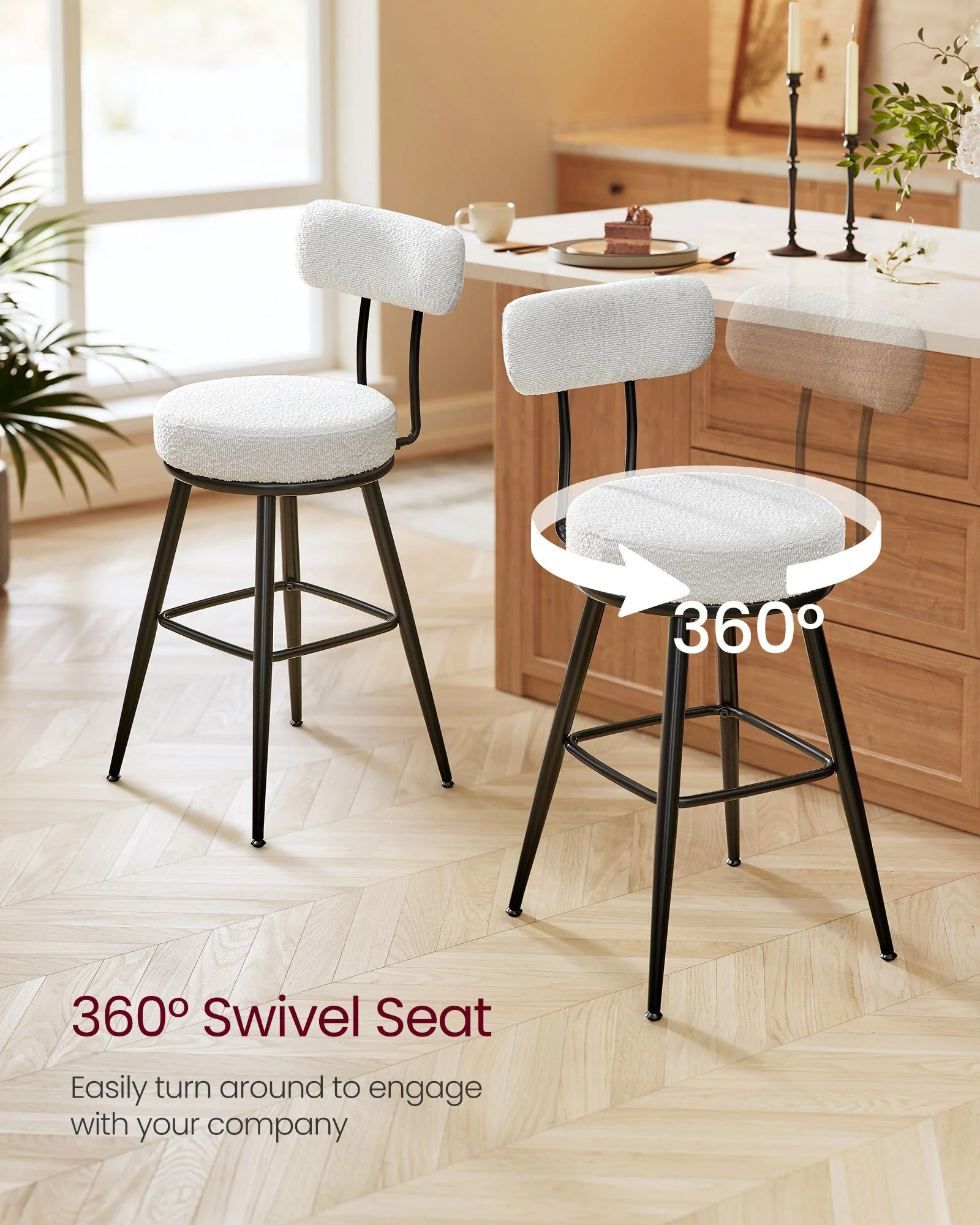Eco-Friendly VASAGLE VASAGLE 360° Swivel Bar Stools Set of 4 Solid