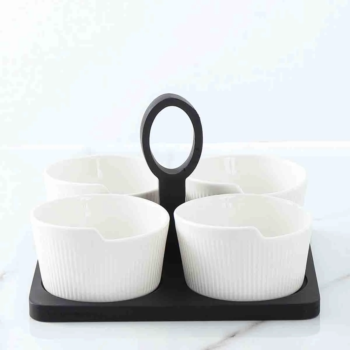 Original A La Cuisine – 5pcs 4 Snack Bowl With Black Mdf Base Sustainable
