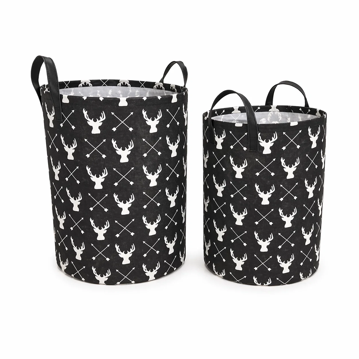 Minimalist Lauren Taylor- Round Canvas Deer Print Baskets Safe