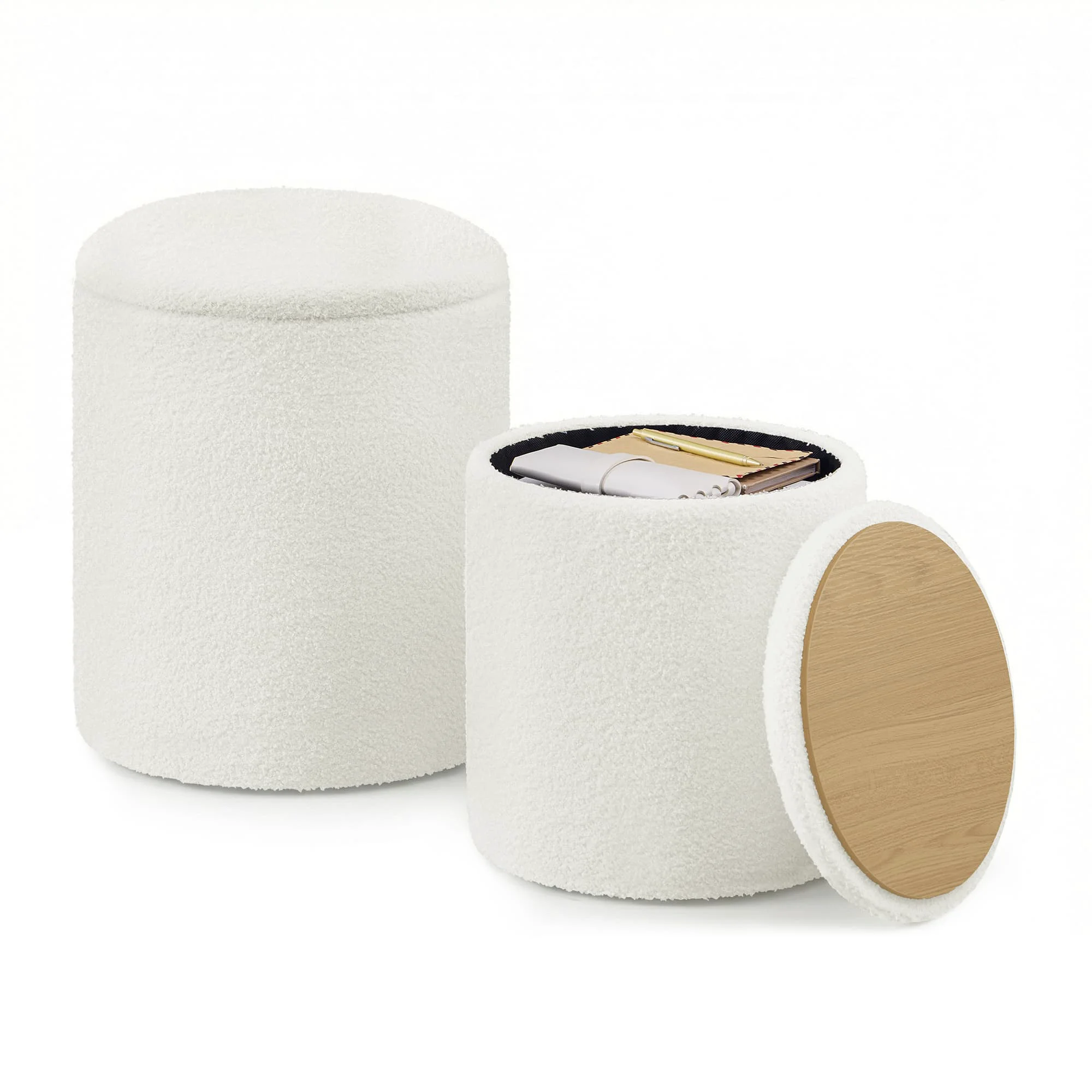 Trendy SONGMICS Set of two round storage stools for bedroom and lounge Convenient