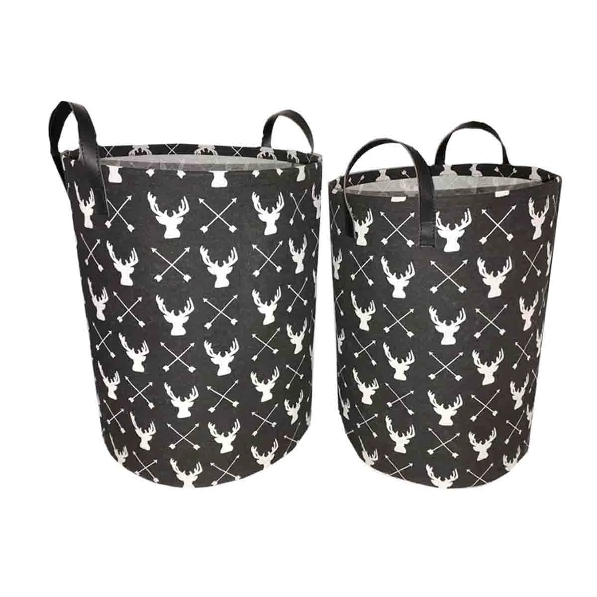 Flexible Lauren Taylor- Round Canvas Deer Print Baskets 15 D x18 H Official