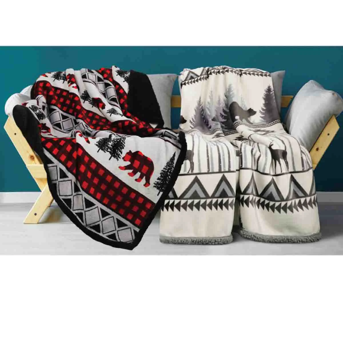 Eco-Friendly Throw 50×60 Mont Blanc Velour Sherpa Asst Long-Lasting