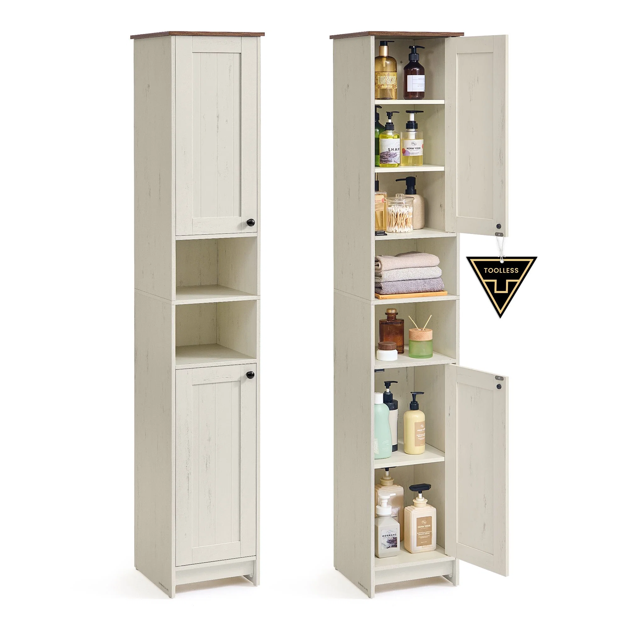 Trendy SONGMICS HOME Slim standing storage cabinet with adjustable shelves Genuine
