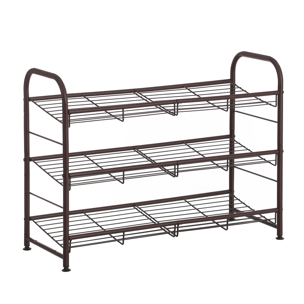 Secure SONGMICS Shoe Rack 3 Tier Shoe Organizer for Closet Holds up to 12 Pairs of Shoes Shoe Rack for Front Door Entrance Official