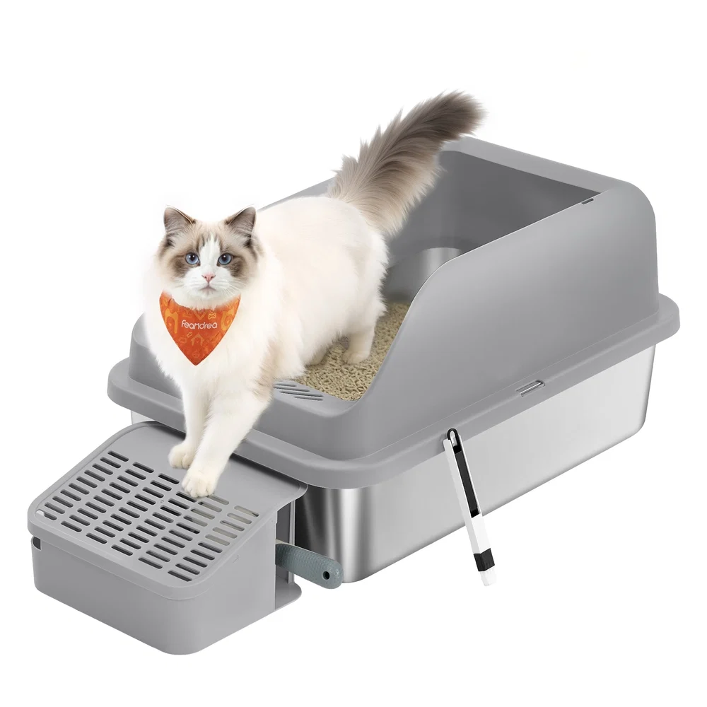 Official Feandrea Feandrea Stainless Steel Cat Litter Box with Open Top Artisan