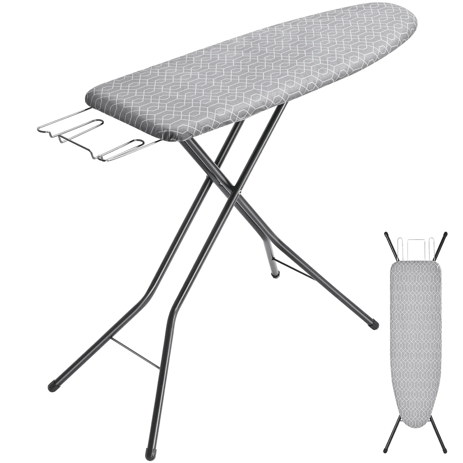 Enhanced KK KINGRACK Ironing Board Iron Board with Heat Resistant Cover amp Iron Rest 7 Height Adjustable 43×13 in Gray Selected