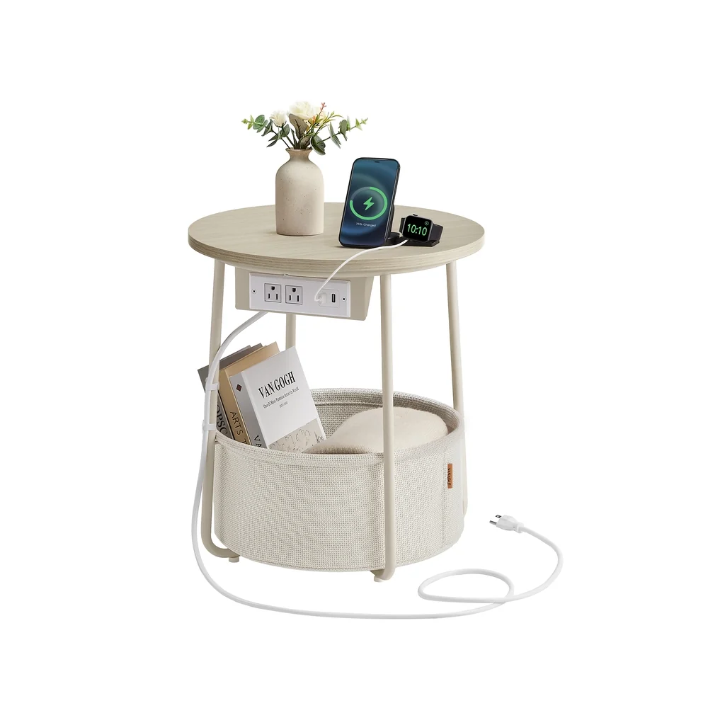 Pure VASAGLE Lilea Collection – Side Table with Charging Station Exceptional
